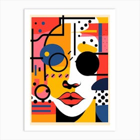 Geometric Face With Patterns And Sunglasses 3 Art Print