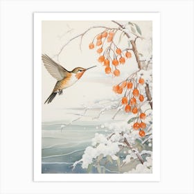 Winter Bird Painting Hummingbird 1 Art Print