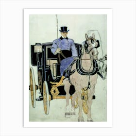 Driver With Horse And Carriage, Edward Penfield Art Print