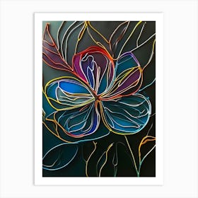 Acrylic Line Flower Art With Special Color Art Print