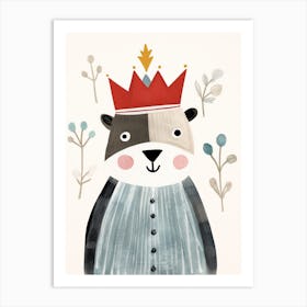 Little Raccoon 3 Wearing A Crown Art Print