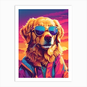 Golden Retriever Dog Wearing Glasses Art Print