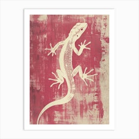 Magenta Golden Gecko Block Print 4 Art Print