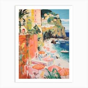 Atrany, Amalfi Coast   Italy Beach Club Lido Watercolour 4 Art Print