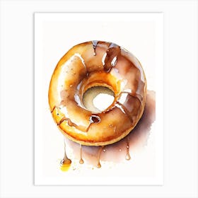 Bourbon Glazed Donut Cute Neon 1 Art Print