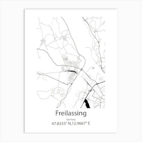 Freilassing,Germany Minimalist Map Art Print