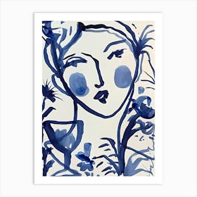 Woman In Blue Art Print