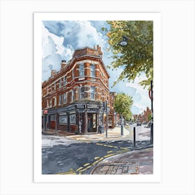 Redbridge London Borough   Street Watercolour 2 Art Print