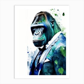 Gorilla In Tuxedo Gorillas Mosaic Watercolour 3 Art Print