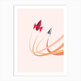 Space Spaceship Spacecraft Launching Wallpaper Rocket Drawing Art Print