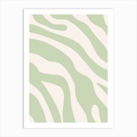 Pastel Green Retro Lines Art Print