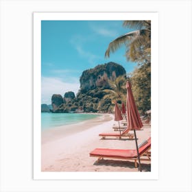 Railay Beach Krabi Thailand Turquoise And Pink Tones 2 Art Print