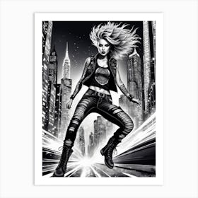 Sexy Girl In Black And White Art Print