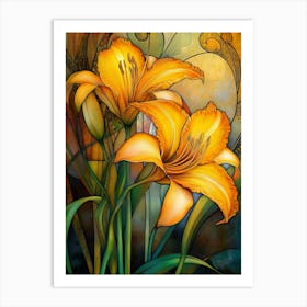 Golden Day Lilies Art Print