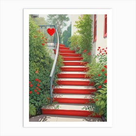 Colorful Stairway With Heart (3) Art Print