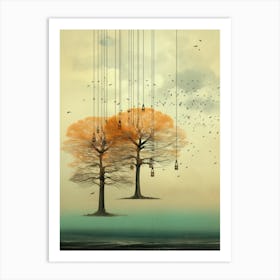 Three Trees Hanging From The Sky Art Print