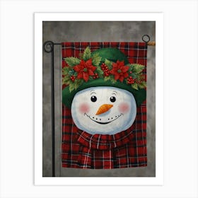 Snowman Garden Flag Art Print