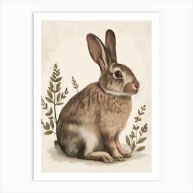 French Lop Blockprint Rabbit Illustration 10 Art Print