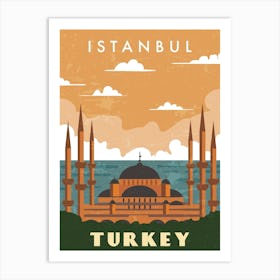 Istanbul, Turkey — Retro travel minimalist poster 5 Art Print