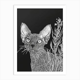 Cornish Rex Cat Minimalist Illustration 4 Art Print