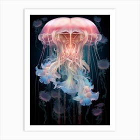 Upside Down Jellyfish Pencil Drawing 3 Art Print
