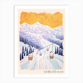 Poster Of Whistler Blackcomb   British Columbia, Canada, Ski Resort Pastel Colours Illustration 3 Art Print