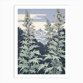 Yomogi Japanese Mugwort 1 Vintage Botanical Woodblock Art Print