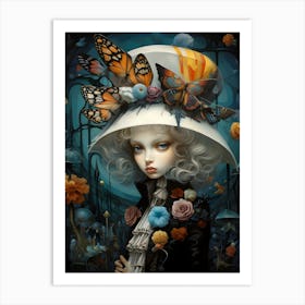 "Hat-titude Charm: Portrait of a Girl" Art Print