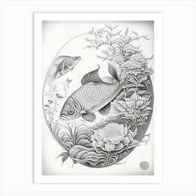 Ochiba Shigure Koi Fish Haeckel Style Illustastration Art Print