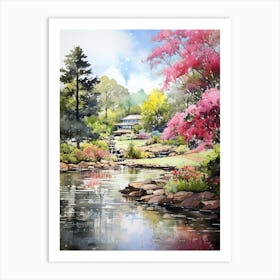 Atlanta Botanical Garden Usa Watercolour Painting  Art Print