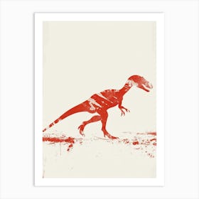 Allosaurus Dinosaur Red Silhouette Art Print