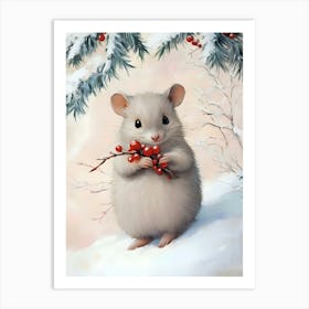 Mouse With Berries Art Print