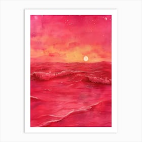 Pink Ocean Sunset Art Print