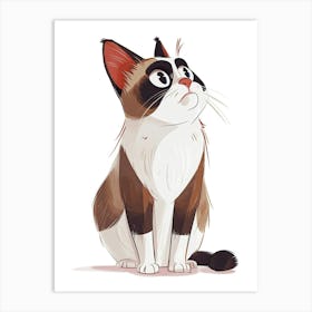 Snowshoe Cat Clipart Illustration 4 Art Print