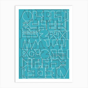 Blue Modernist Alphabet Art Print
