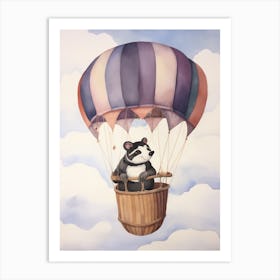 Baby Badger 2 In A Hot Air Balloon Art Print