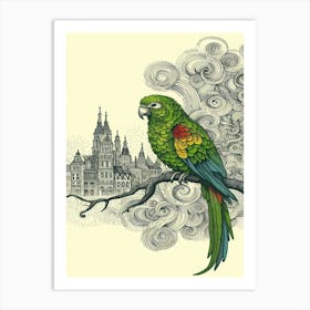 Zinger Parrot On A Branch Art Print