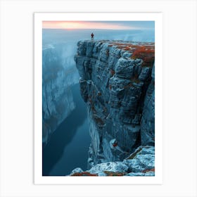 Person Standing On The Edge Of A Cliff Art Print