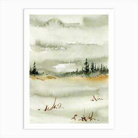 Watercolor Of Pine Trees Art Print