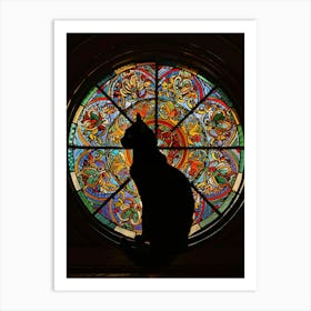 Cat In Stained Glass Window 2 Art Print