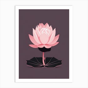 A Pink Lotus In Minimalist Style Vertical Composition 67 Art Print