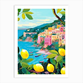 Lemons In Amalfi Travel Painting Italy Art Print