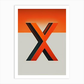 X, Letter, Alphabet Retro Minimal 5 Art Print