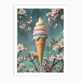 Cherry Blossom Ice Cream Cone no2 Art Print