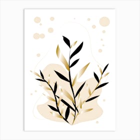 Gold And Black Leaves Art Print