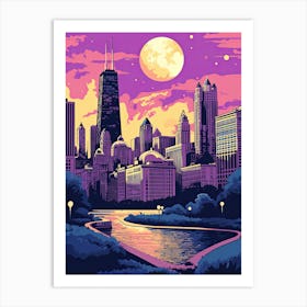 Chicago In Risograph Style 4 Art Print