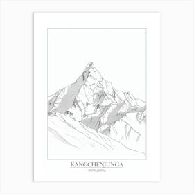 Kangchenjunga Nepal India Line Drawing 2 Poster Art Print