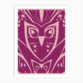 Abstract Owl Two Tone Purple 1 Art Print