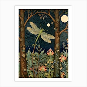 William Morris Dragonfly In The Forest 3 Art Print