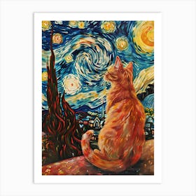 Starry Night Cat 13 Art Print